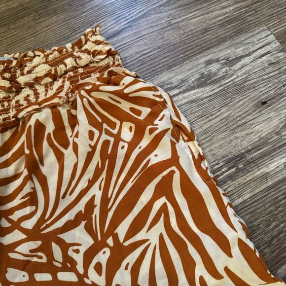 Patrons Of Peace Mustard & White Tropical Print Wide Leg Cropped Pants Sz Small - Picture 6 of 13